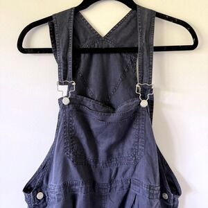 In Due Time Navy Maternity Shortalls 100% Linen Size Large Casual Utility